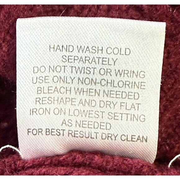 Women’s Burgundy Open Front Chunky Sweater w/ Lace-Up Back Cozy Minimalist Sz M - Picture 7 of 9